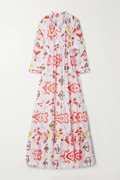 Cora Tiered Floral-print Cotton-voile Maxi Dress - Ivory