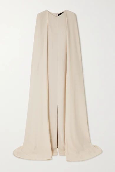 Cape-effect Crepe Gown - Beige