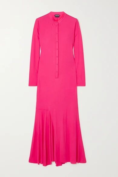 Asymmetric Jersey Maxi Dress - Pink
