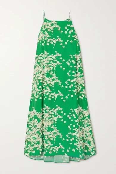 Audrey Floral-print Stretch-cotton Maxi Dress - Green