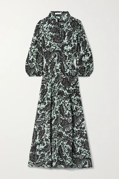 Emmanuelle Belted Floral-print Crepe Maxi Dress - Mint
