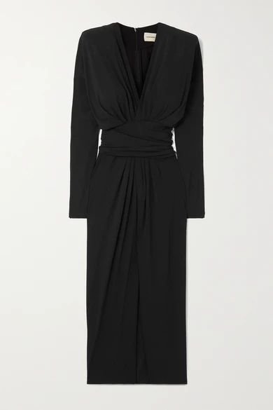 Ruched Stretch-crepe Dress - Black