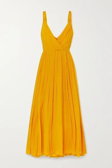 Wrap-effect Crinkled Silk-chiffon Maxi Dress - Orange