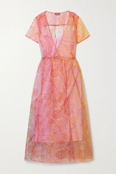 Filippa Floral-print Chiffon Wrap Midi Dress - Pink