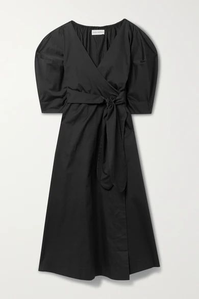 + Net Sustain Agnella Organic Cotton Wrap Midi Dress - Black