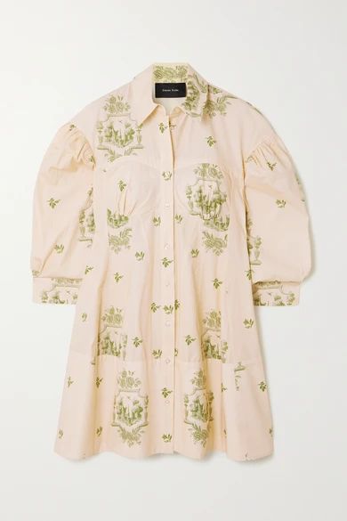 Cotton-jacquard Shirt Dress - Beige