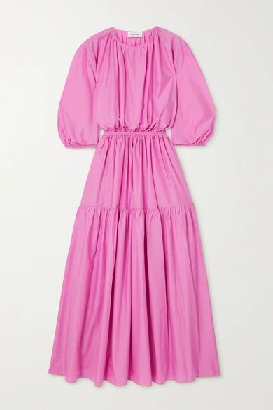 + Net Sustain Tiered Organic Cotton-poplin Maxi Dress - Pink