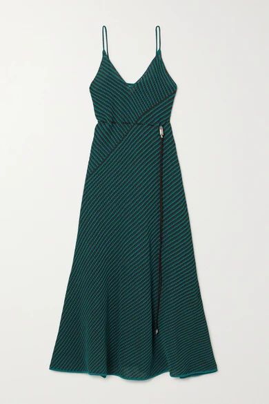 Striped Open-knit Cotton-blend Maxi Dress - Black