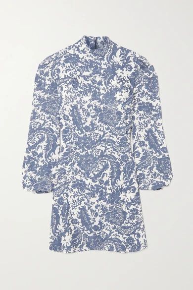Sylvia Floral-print Crepe Mini Dress - Blue