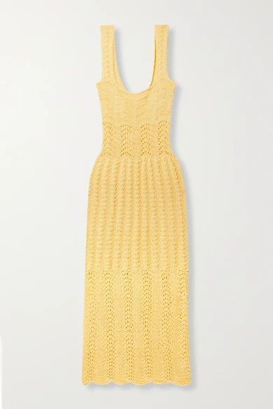 + Net Sustain Valentina Crocheted Organic Cotton Midi Dress - Yellow