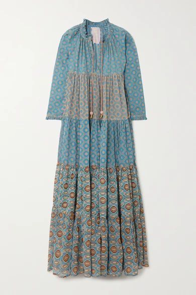 Hippy Tiered Printed Cotton-voile Maxi Dress - Blue