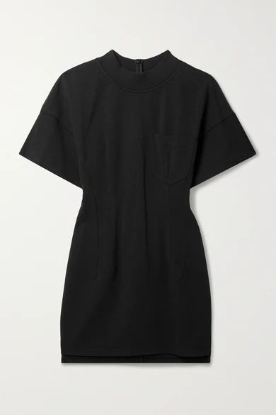 Gathered Cotton-jersey Mini Dress - Black
