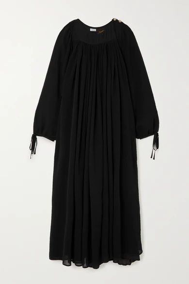+ Paula's Ibiza Cotton And Silk-blend Crepon Maxi Dress - Black