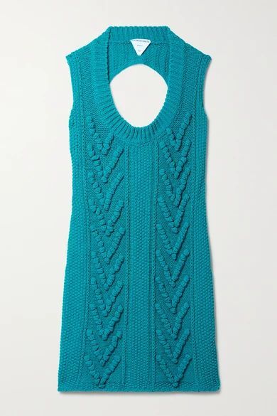 Cutout Cotton-blend Mini Dress - Blue