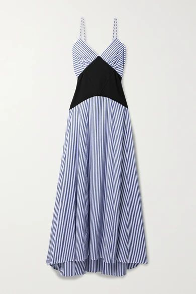 Paneled Striped Cotton-blend Voile And Ribbed Jersey Maxi Dress - White