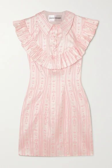 + Net Sustain Ruffled Printed Silk Mini Dress - Pink
