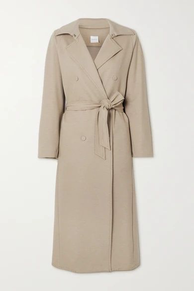 + Leisure Cinghia Belted Double-breasted Wool-blend Jersey Trench Coat - Beige