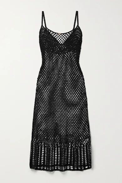 Silena Crochet-knit Midi Dress - Black