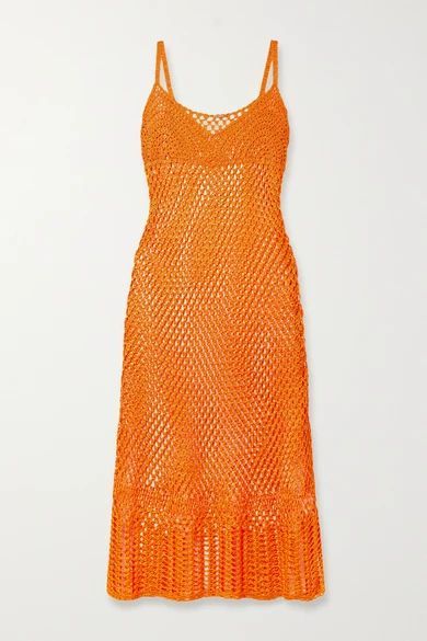 Silena Crochet-knit Midi Dress - Orange