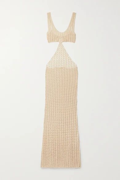 Tyra Cutout Crochet-knit Maxi Dress - Beige