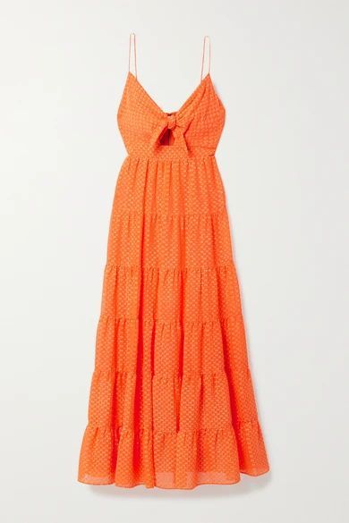 Minka Cutout Tiered Fil Coupé Chiffon Maxi Dress - Orange