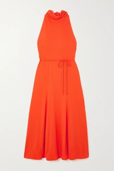 Emory Tie-detailed Crepe Midi Dress - Orange