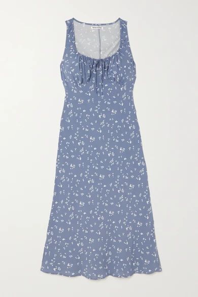 Lauryl Tie-front Floral-print Ecovero-crepe Midi Dress - Blue