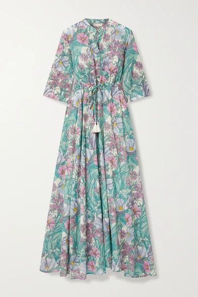 Floral-print Cotton-voile Maxi Dress - Green