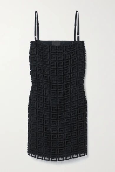 Wool-blend Guipure Lace Mini Dress - Black