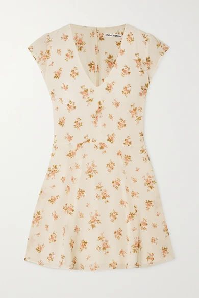 + Net Sustain Deven Floral-print Georgette Mini Dress - White