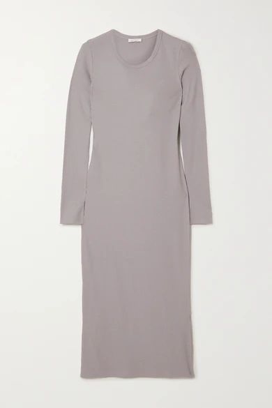 + Net Sustain Ribbed Organic Cotton-blend Jersey Midi Dress - Gray