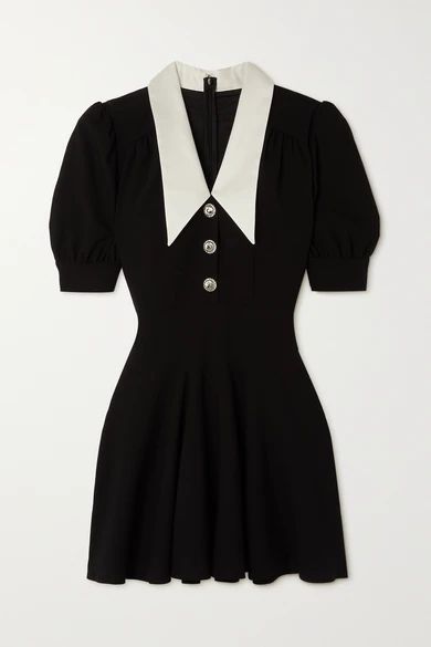 Wool-blend Crepe Mini Dress - Black