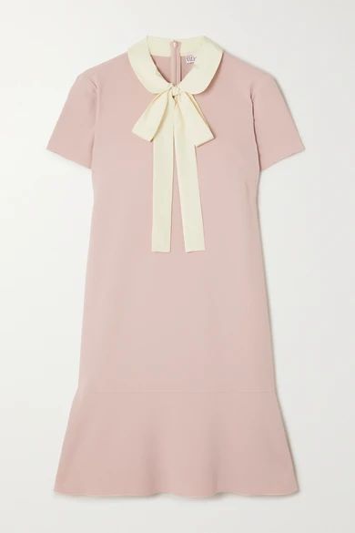 Tie-neck Crepe Mini Dress - Pink