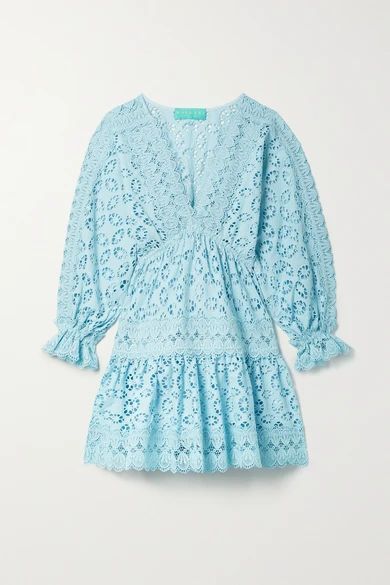 + Net Sustain Amante Broderie Anglaise Cotton Mini Dress - Blue