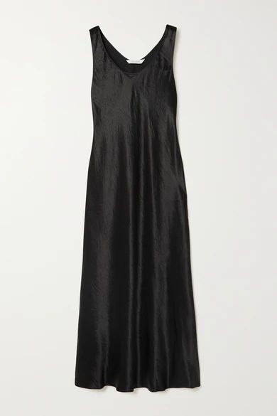 + Leisure Talete Washed-satin Midi Dress - Black