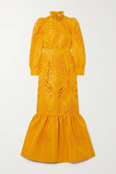Carnation Ruffled Broderie Anglaise Gown - Saffron