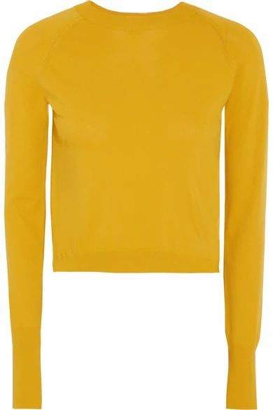 Cropped Knitted Sweater - Mustard