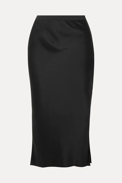 The Jessica Silk-charmeuse Midi Skirt - Black