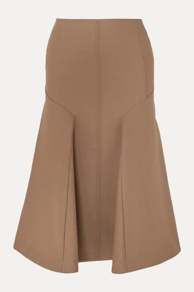Gaby Pleated Wool-blend Midi Skirt - Brown