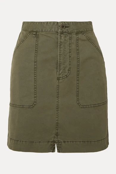 Cotton-blend Twill Mini Skirt - Green