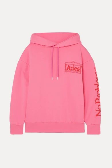 Printed Cotton-jersey Hoodie - Pink