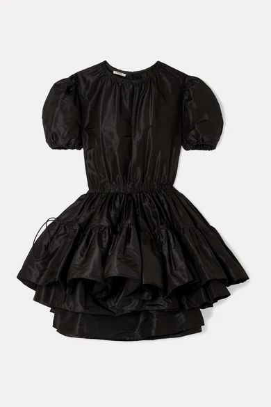 Layered Silk-taffeta Mini Dress - Black