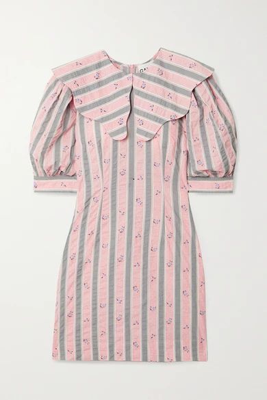 Printed Organic Cotton-seersucker Mini Dress - Pink