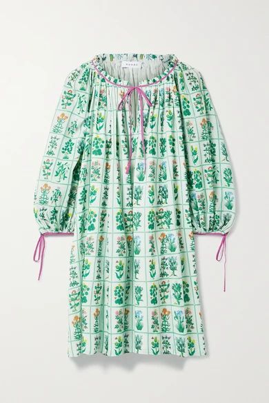 Sadie Floral-print Cotton-voile Dress - Green