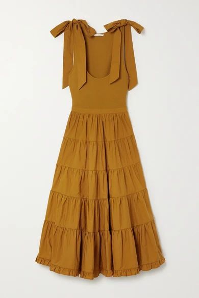 Hope Tiered Cotton Midi Dress - Brown