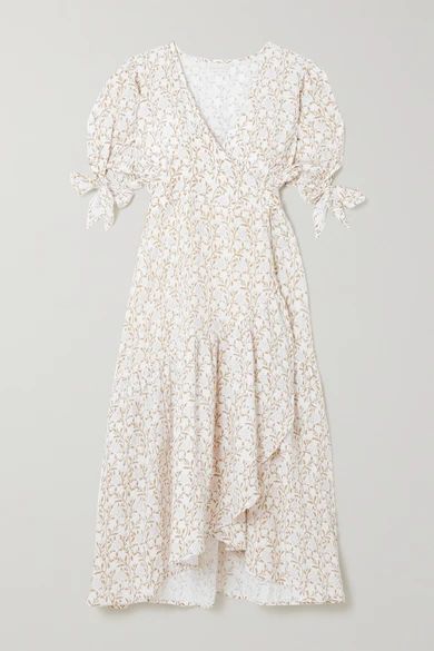 + Net Sustain Yulara Floral-print Cotton-gauze Wrap Midi Dress - Pink