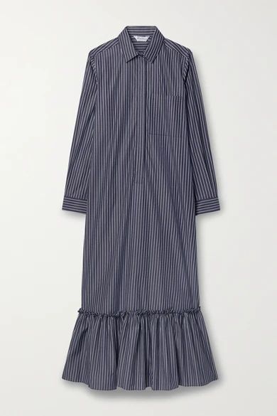 Pinstriped Cotton-poplin Shirt Dress - Navy