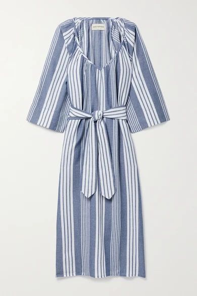 + Net Sustain Luz Striped Tencel Lyocell And Organic Cotton-blend Midi Dress - Blue