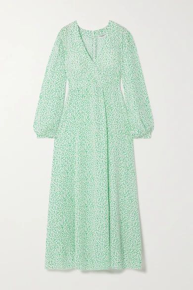Elsa Wrap-effect Printed Tencel Lyocell-twill Maxi Dress - Light green