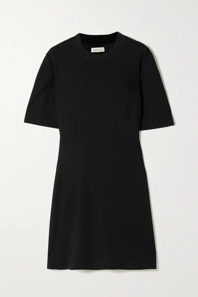 Printed Stretch-jersey Mini Dress - Black